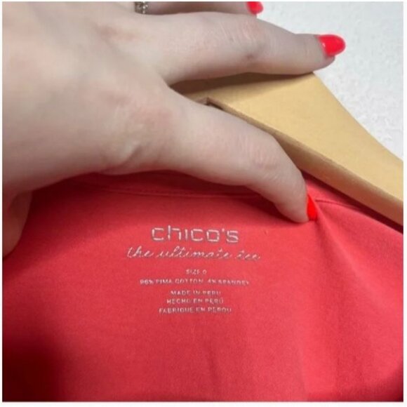Chico's Ultimate Tee, Women's Long-Sleeve Top Size 0 Pima Cotton Blend - Picture 4 of 8